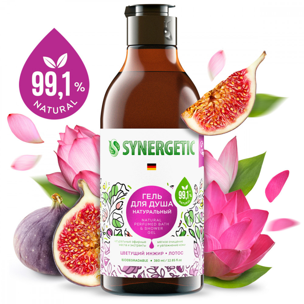 Гель для душа SYNERGETIC 380мл. Инжир и лотос