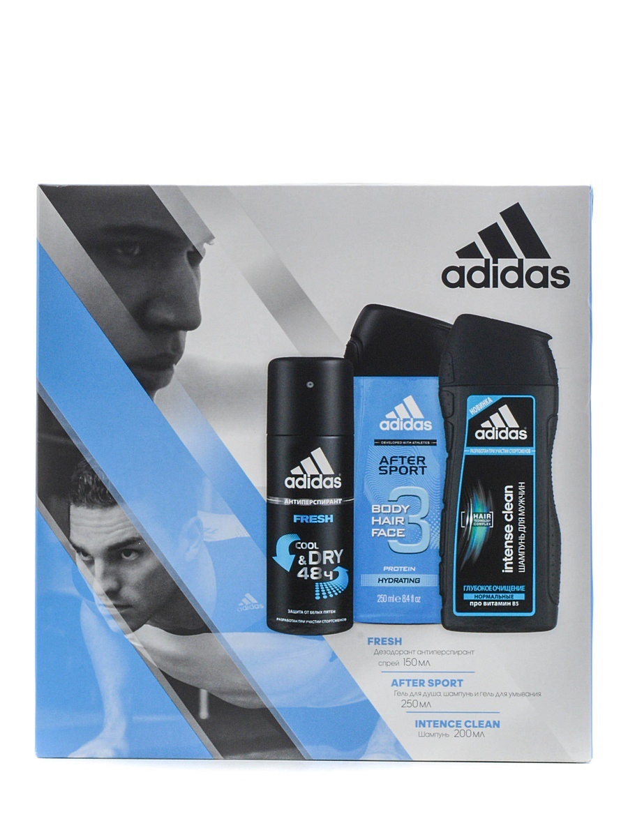 ПН/МУЖ. Adidas Fresh (дез.спрей+гель+шампунь)