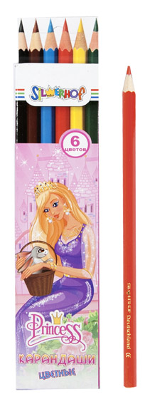 Набор цв. карандашей 6цв. Silwerhof PRINCESS, карт.европодвес