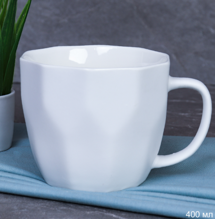 Кружка керам. 400мл. с гранями Белая MC-204 (48)