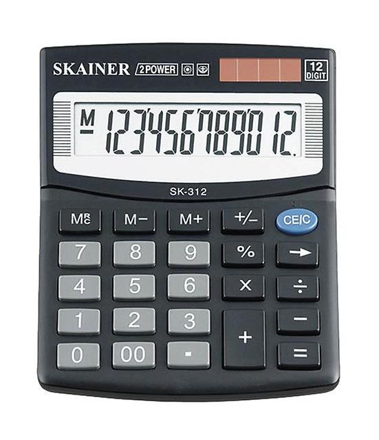 Калькулятор 12разр. Skainer 2 пит. черн.