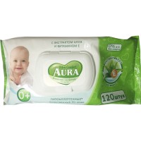 Салфетки влажные AURA 120шт. без крышки