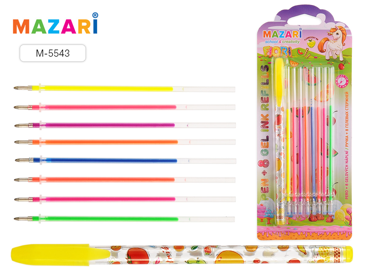Набор гел. ручка 1шт. Mazari Fiori +8 цв. стержней