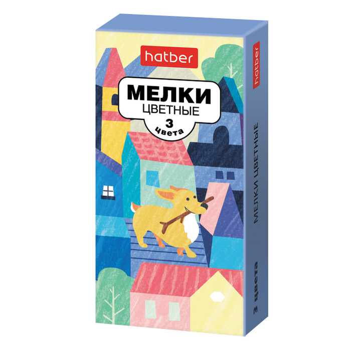 Набор мела цветного 3шт. Hatber Городок