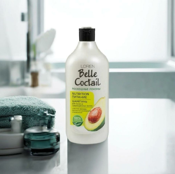 Шампунь Belle Coctail 600мл. жен. Авокадо и олива д/сухих и поврежденных (12)