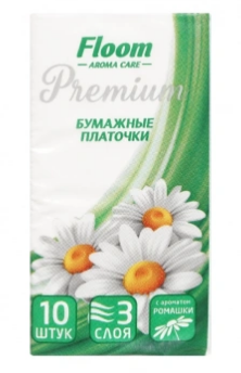 Платочки Floom 10*10шт. 3-сл. ромашка (340)