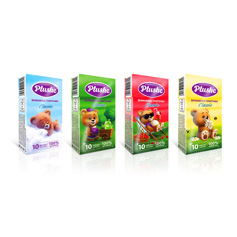 Платочки Plushe 2сл 10*10шт. 70019