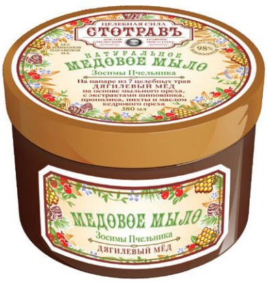 Мыло жидк. Сто трав 380мл. густое Дягилевый мед с экстр. Шиповника, пропилиса, масла пихты