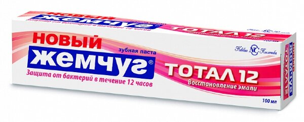 Зубн.паста Новый жемчуг 100мл. тотал 12 Восстановление эмали