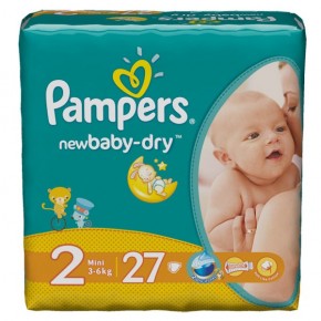 Подгузн. Памперс New Baby-Dry --2-- 27шт. Newborn 3-6кг.
