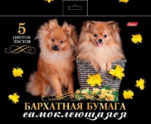 Набор цв. бумаги барх. А5 5л. "Два щенка" Хатбер