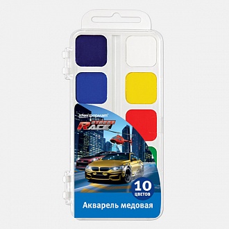 Краски акварель 10цв. Schoolформат Стритрейсинг пласт.уп.