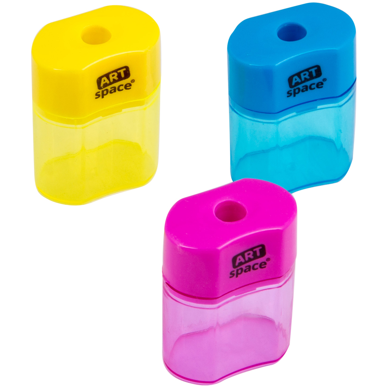Точилка 1отв. конт. ArtSpace пласт. ассорти (уп.12)