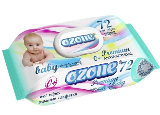Салфетки влажные Ozone 72шт. Клапан Premium