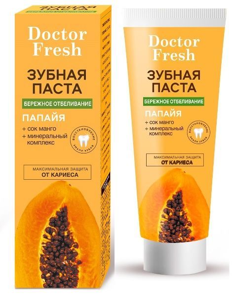 Зубн.паста Doctor Fresh 75мл. Бережное отбеливание Папайя