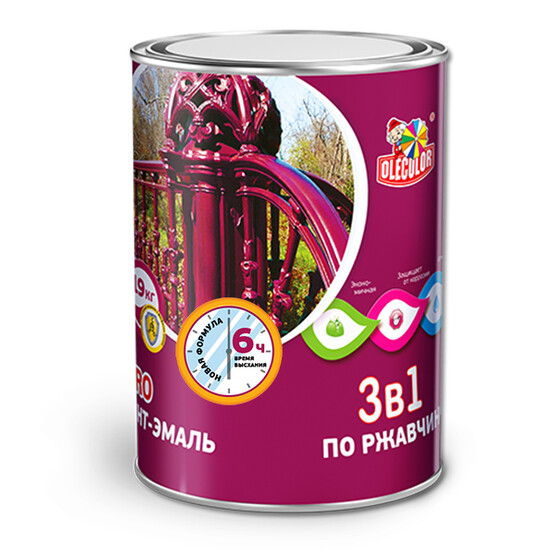 Грунт-Эмаль 3в1 по рж. Olecolor СЕРАЯ 0,9кг.