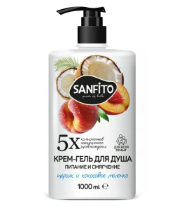 Гель для душа SANFITO 1л. Персик и кокосовое молочко Питание и смягчение (8)