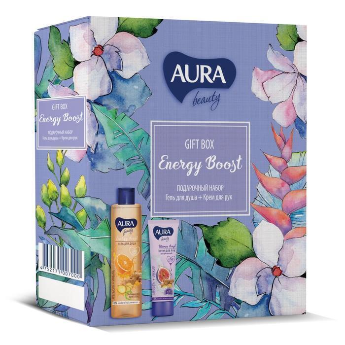 ПН/ЖЕН. AURA BEAUTY Энерджи буст (гедь д/д апельсин,имбирь 250мл+крем д/р витамин.) 10483