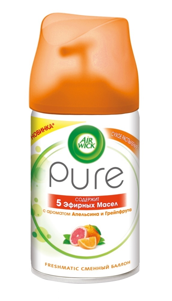 Освежитель воздуха Air Wick 250мл. Сменный блок Pure Апельсин и Грейпфрут