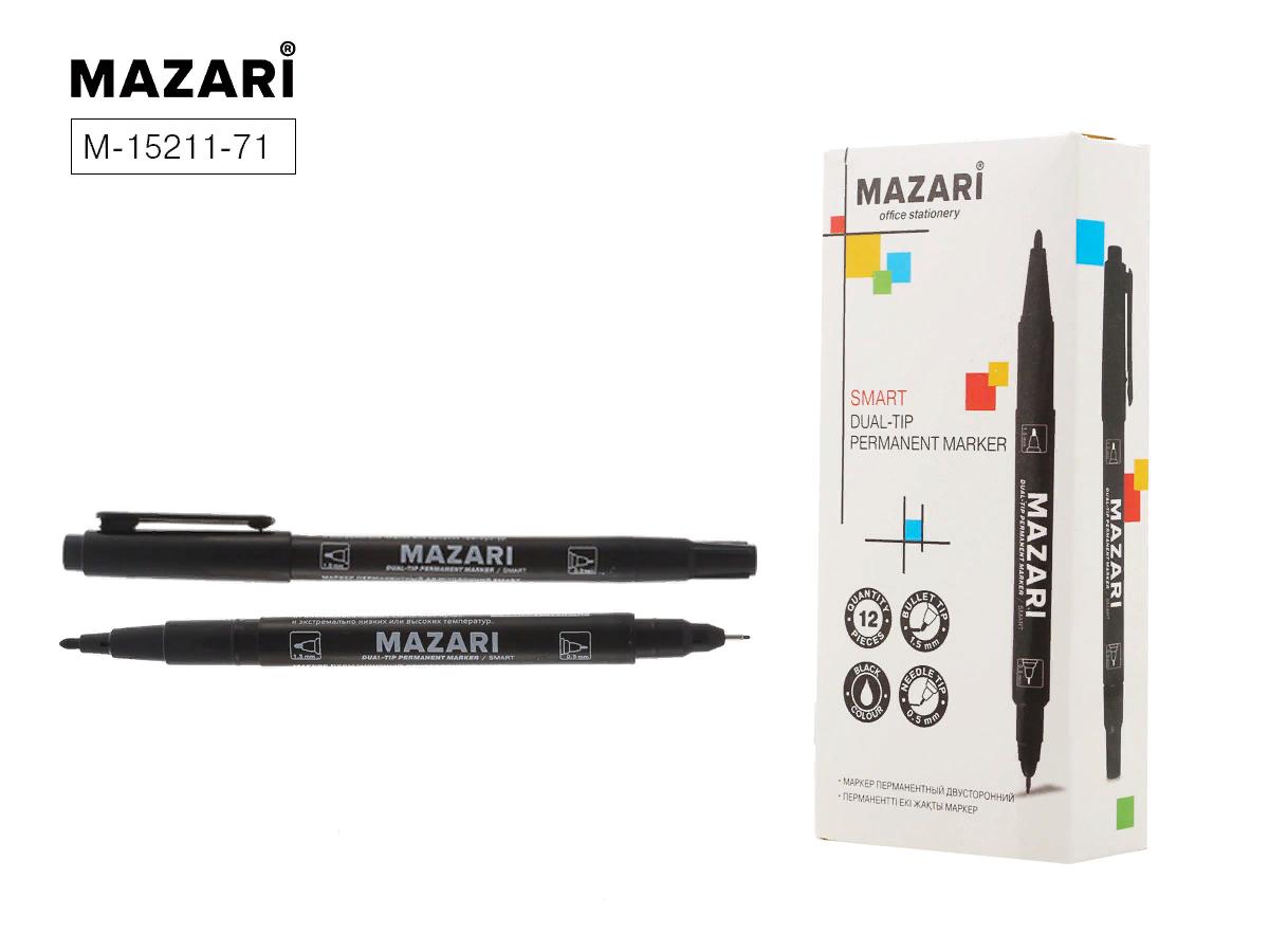 Маркер черный перм. Mazari SMART двустор. 0,5мм.(уп.12)