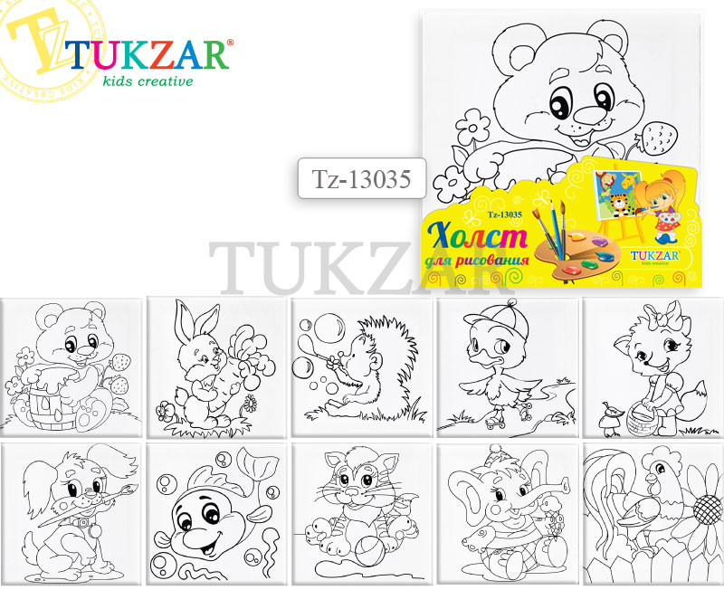 Холст с красками 15х15 см. в асс. ТМ Tukzar