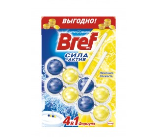 Освежитель для унитаза Bref 2*50г. блок твердый Лимон (10)