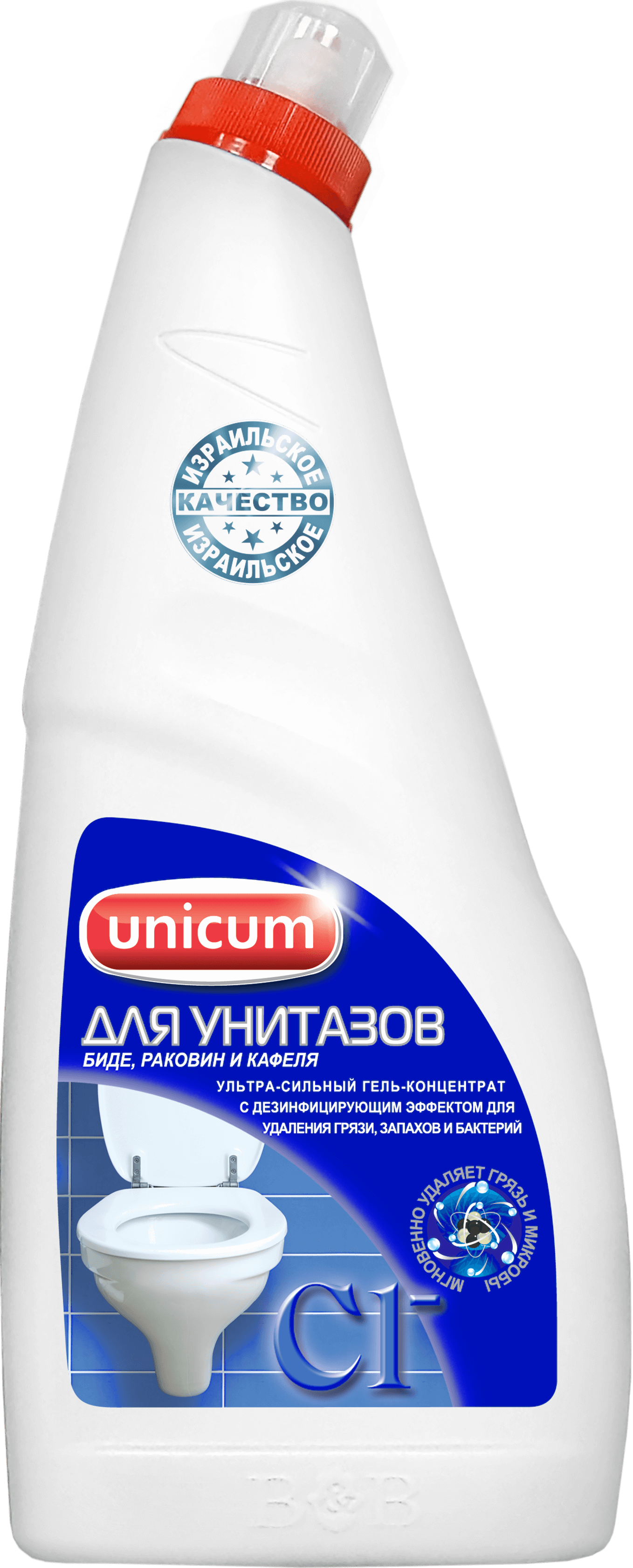 Ср-во UNICUM 750мл. д/чистки унитазов с гипохлоритом