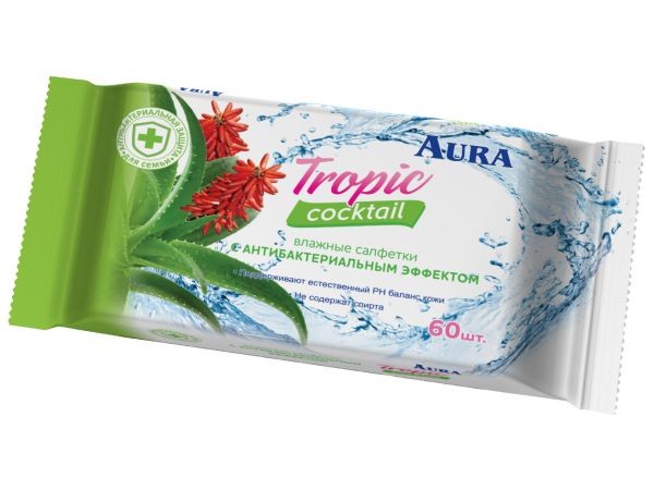 Салфетки влажные AURA 60шт.