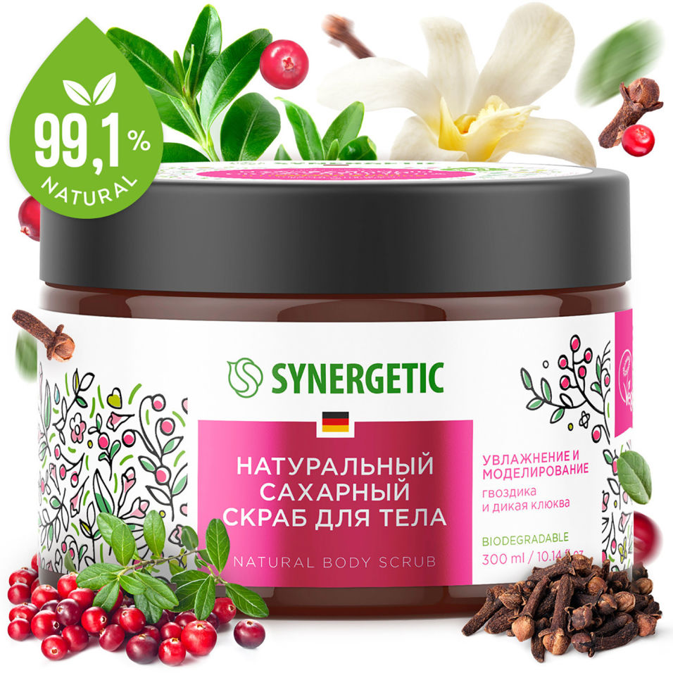 Скраб Synergetic 300мл. д/тела Сахарный увлажнение и моделирование
