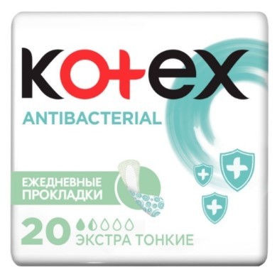 Прокладки Kotex ежедн. антибак экстра тонкие 20шт
