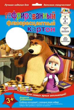 Набор цв. гофрокартона 4л.4цв. А4 АппликА флюор.