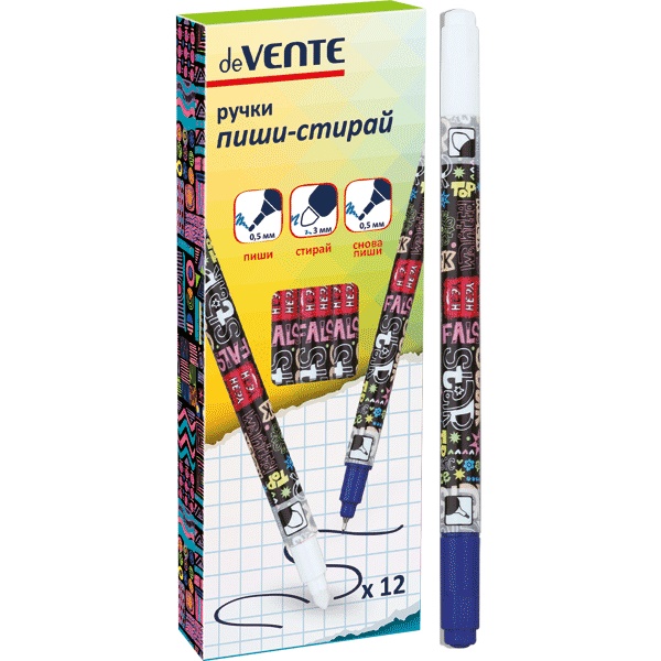 Ручка пишет/стирает СИНЯЯ deVente (уп.12)