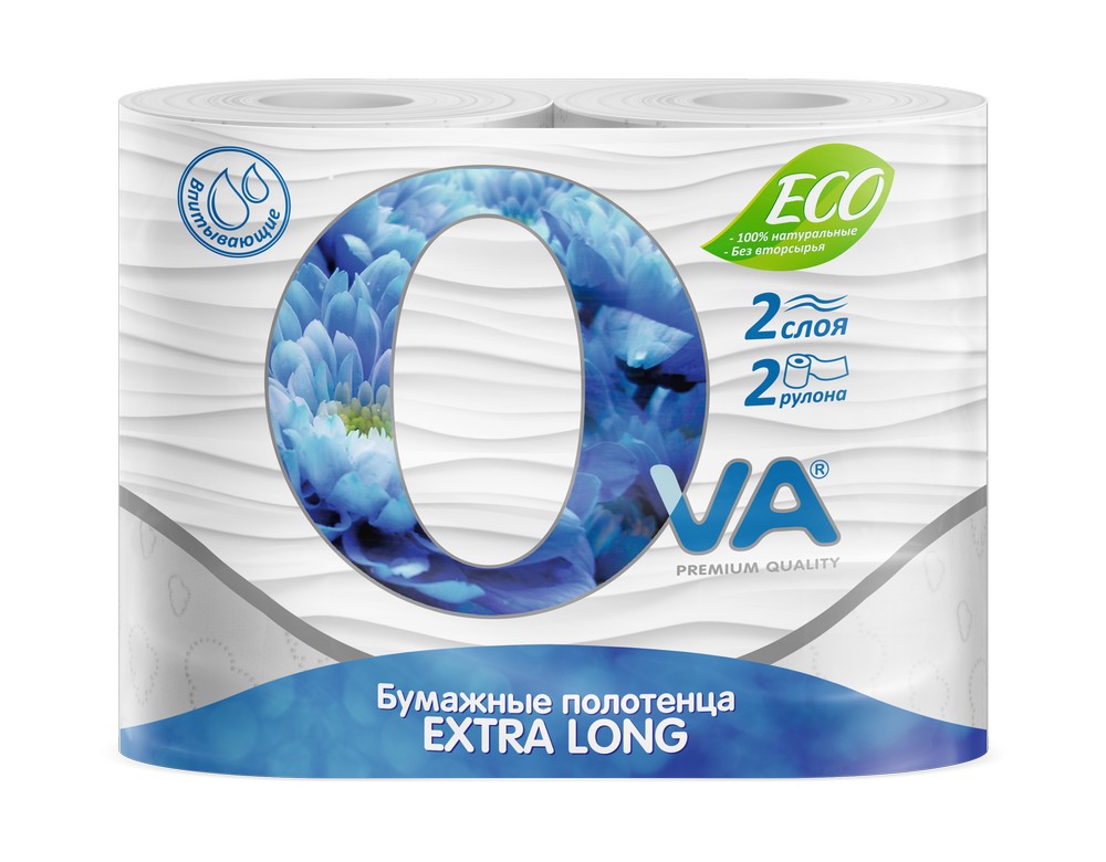 Полотенце бумажное OVA 2-сл. extra long 2рул. (15)