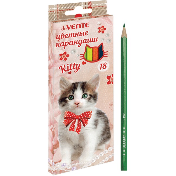 Набор цв. карандашей 18цв. deVente Kitty