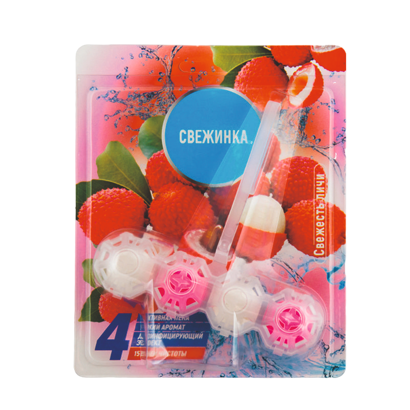 Освежитель для унитаза Свежинка 50г. 4в1 блок Свежесть личи (12)