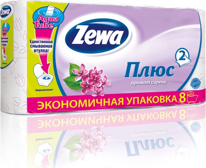 Туалетная бумага Zewa Плюс 2сл. 8рул. Сирень (12)