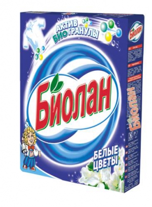 Стир.порошок Биолан ручн. 350гр. Белые цветы (24)