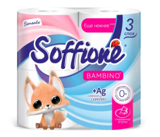 Туалетная бумага Soffione 3сл. 4рул. Sensato Bombino