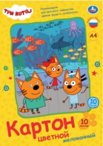 Набор цв. картона А4 10л.10цв. Умка мел. Три кота