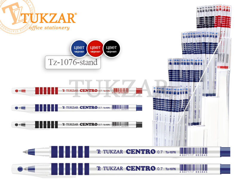 Ручка шар. масл. КРАСНАЯ Tukzar белый пласт.корп., рез.держ. (уп.24шт.)