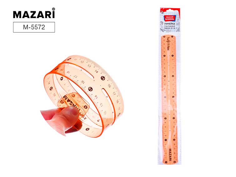 Линейка пласт. 30см Mazari гибкая 4 цвета (36)