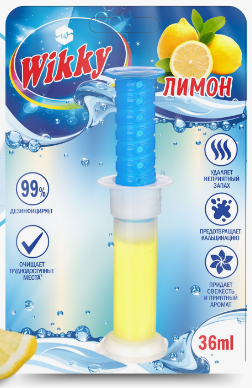 Освежитель для унитаза Wikky 70г. Шприц Лимон (72)