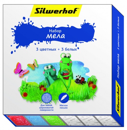 Набор мела цветного 3цв.+3бел. Silwerhof "Пластилиновая Коллекция"