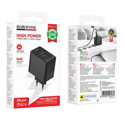 Сетевое зарядное устройство 65W USB Type-C черный BAS17A Borofone
