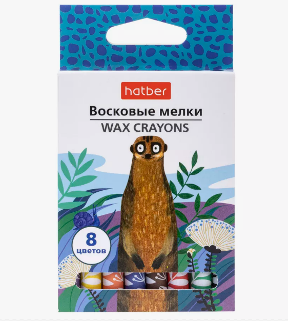 Набор воск.мелков 8цв. Hatber Colora 9мм.