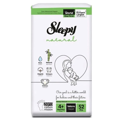 Подгузн. Sleepy Natural --4+-- 9-16кг. 52шт. Макси