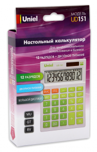 Калькулятор 12разр. UNIEL 2 пит. UD-151G