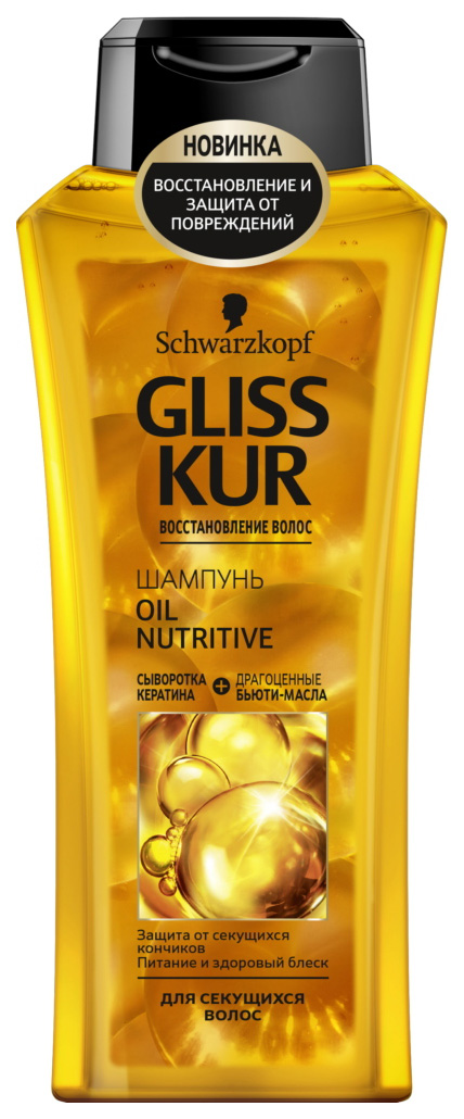 Шампунь Gliss Kur 400мл. Oil Nutritive для длинных и секущ