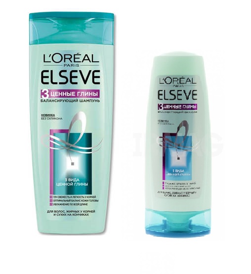 Шампунь Loreal Elseve 400мл. Глина +бальзам 200мл.