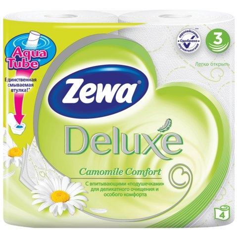 Туалетная бумага Zewa DeLuxe 3сл. 4рул. Ромашка (14)